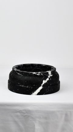 Handmade Column Vase TE in satin black Marquina marble (top)