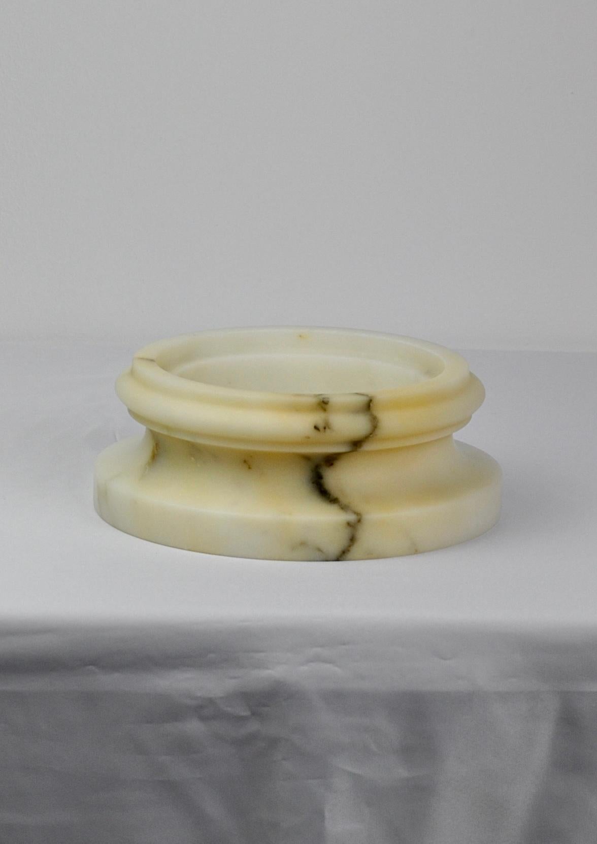 Handmade Column Vase TE in satin Travertino marble (top) For Sale 9