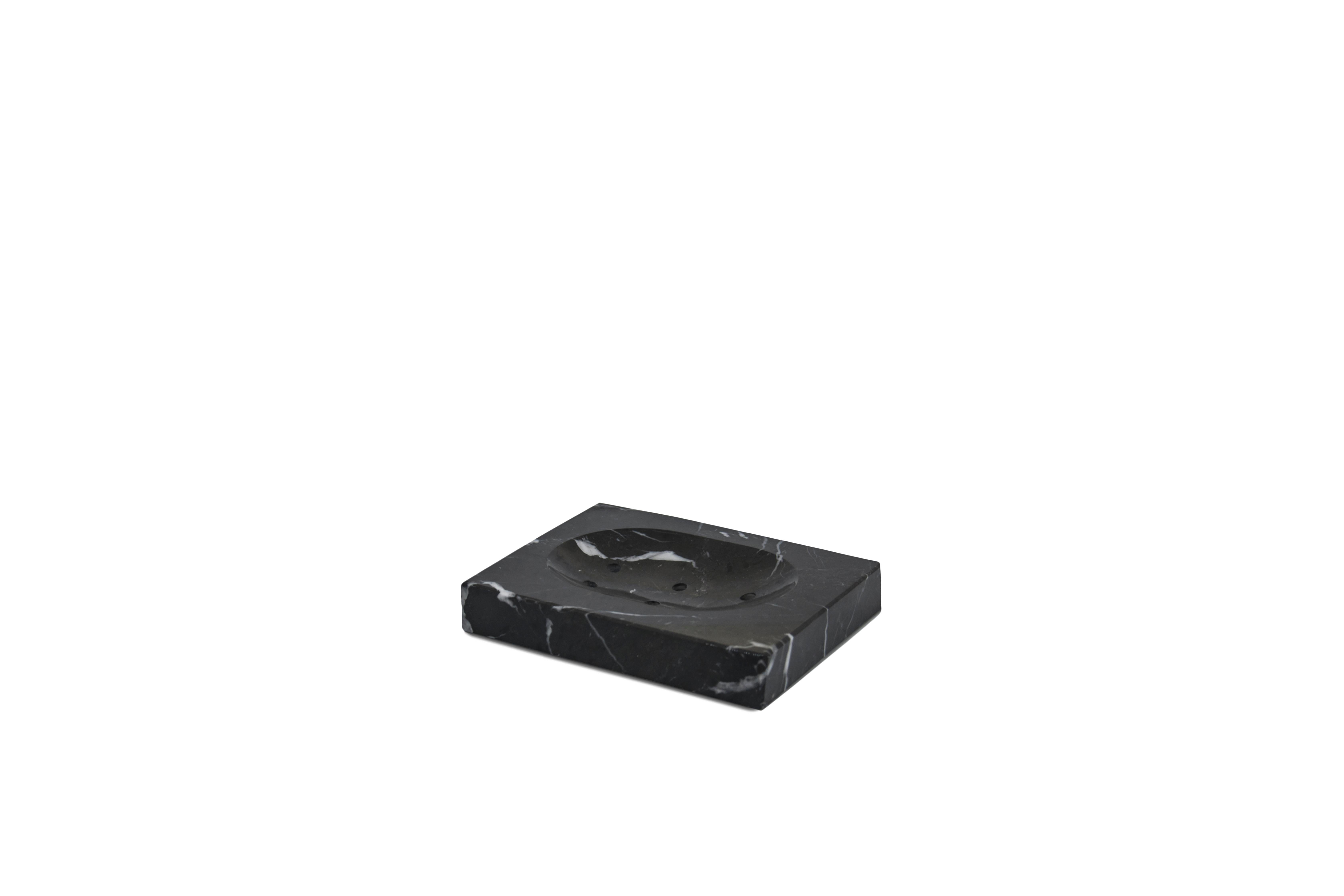 Set completo quadrato per il bagno in marmo nero Marquina fatto a mano in vendita 1