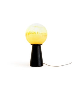 Handmade Conical Lamp with Sphere in Black Marquina Marble