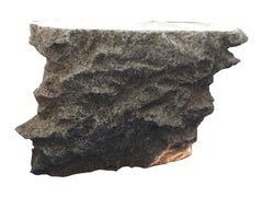 Consolle fatta a mano con sale grigio e piano in vetro