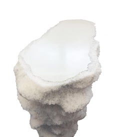 Handmade Console of White Salt and Glass Top