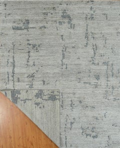 Handmade Contemporary Abstract Rug in Soft Grey and Beige