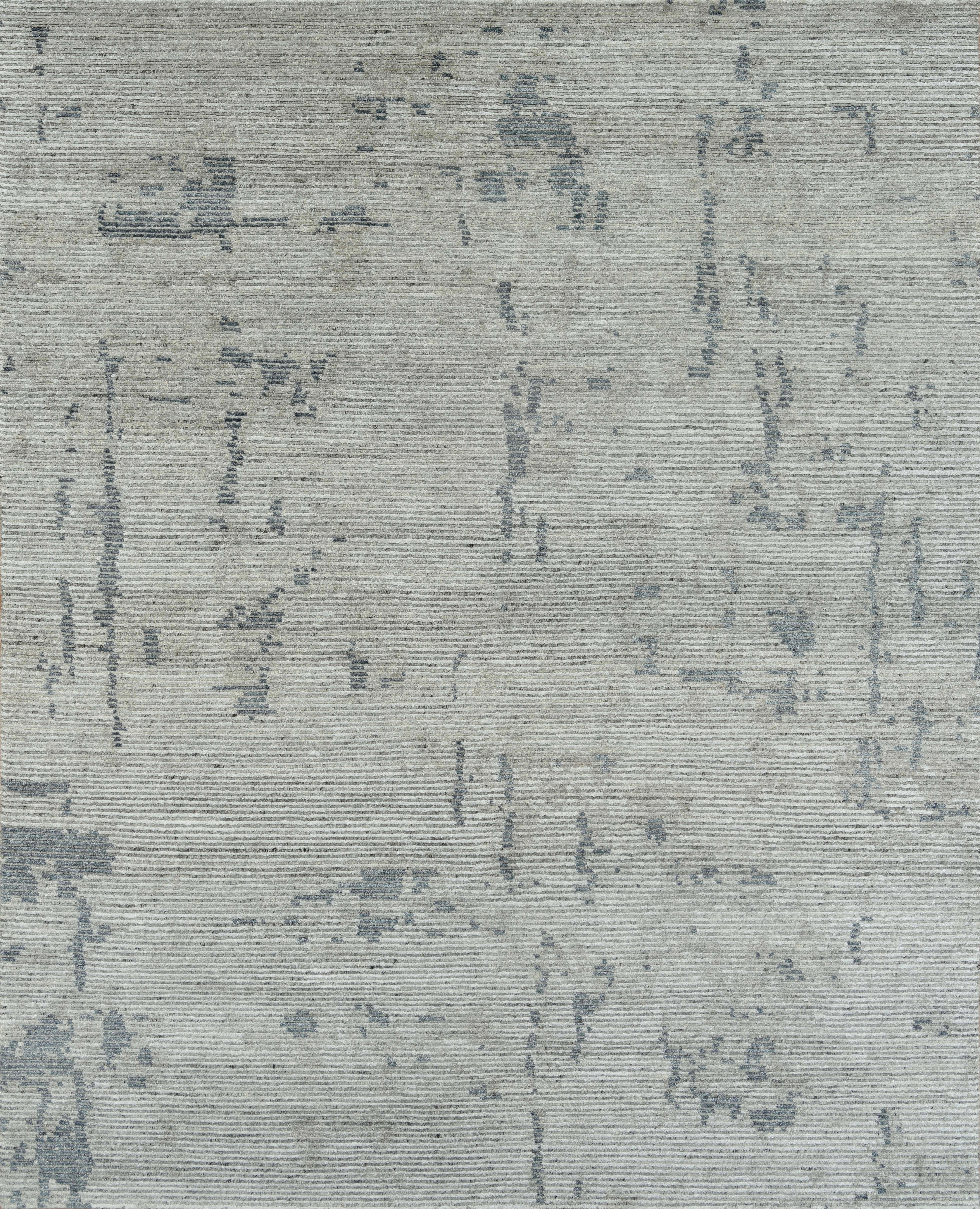 Handmade Contemporary Abstract Rug in Soft Grey and Beige For Sale