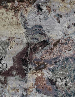 Handmade Contemporary Abstract Wool Rug in Multi-Tone Earthy Palette