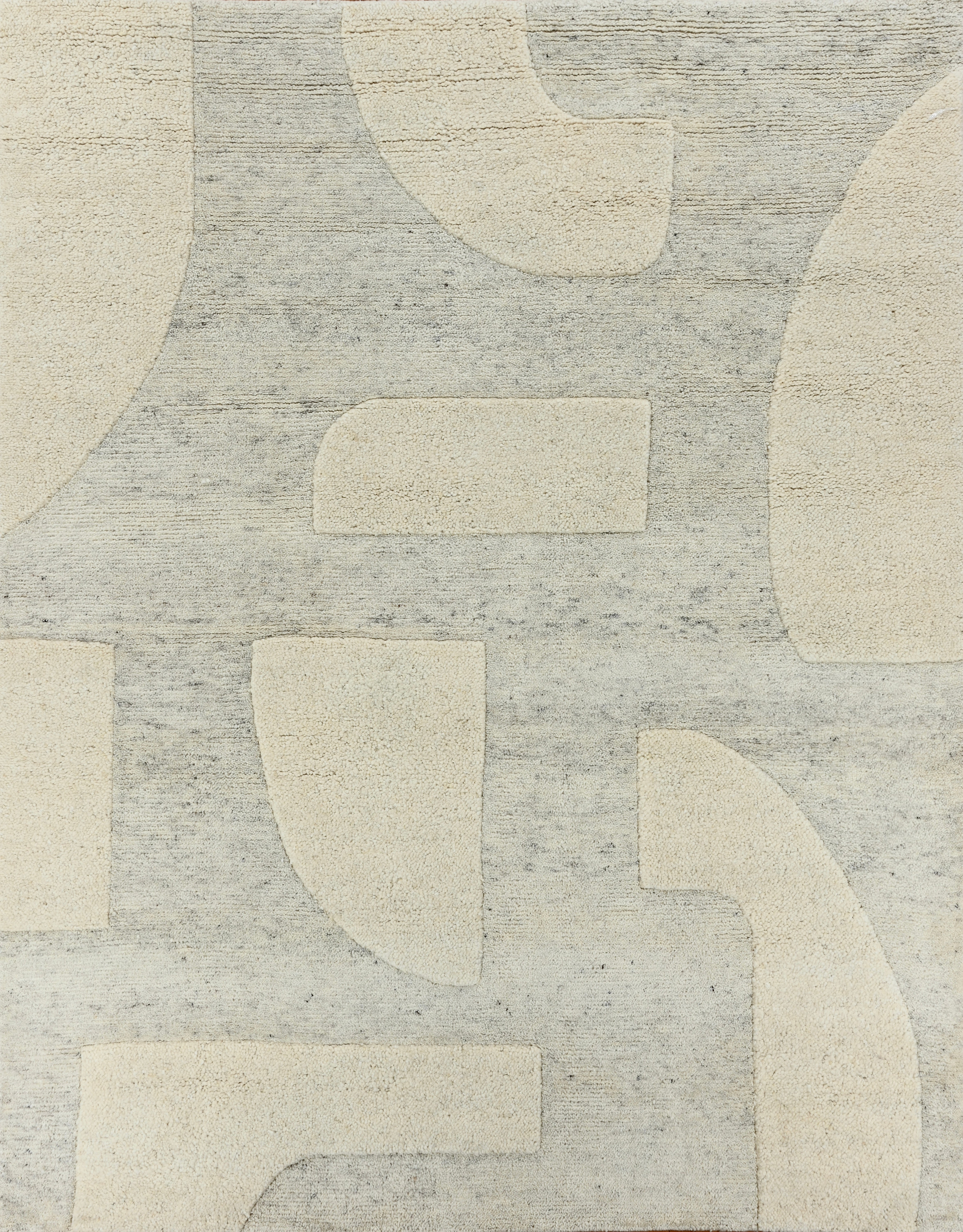 Handmade Contemporary Abstract Wool Rug Natural Beige & Ivory Sculpted Design