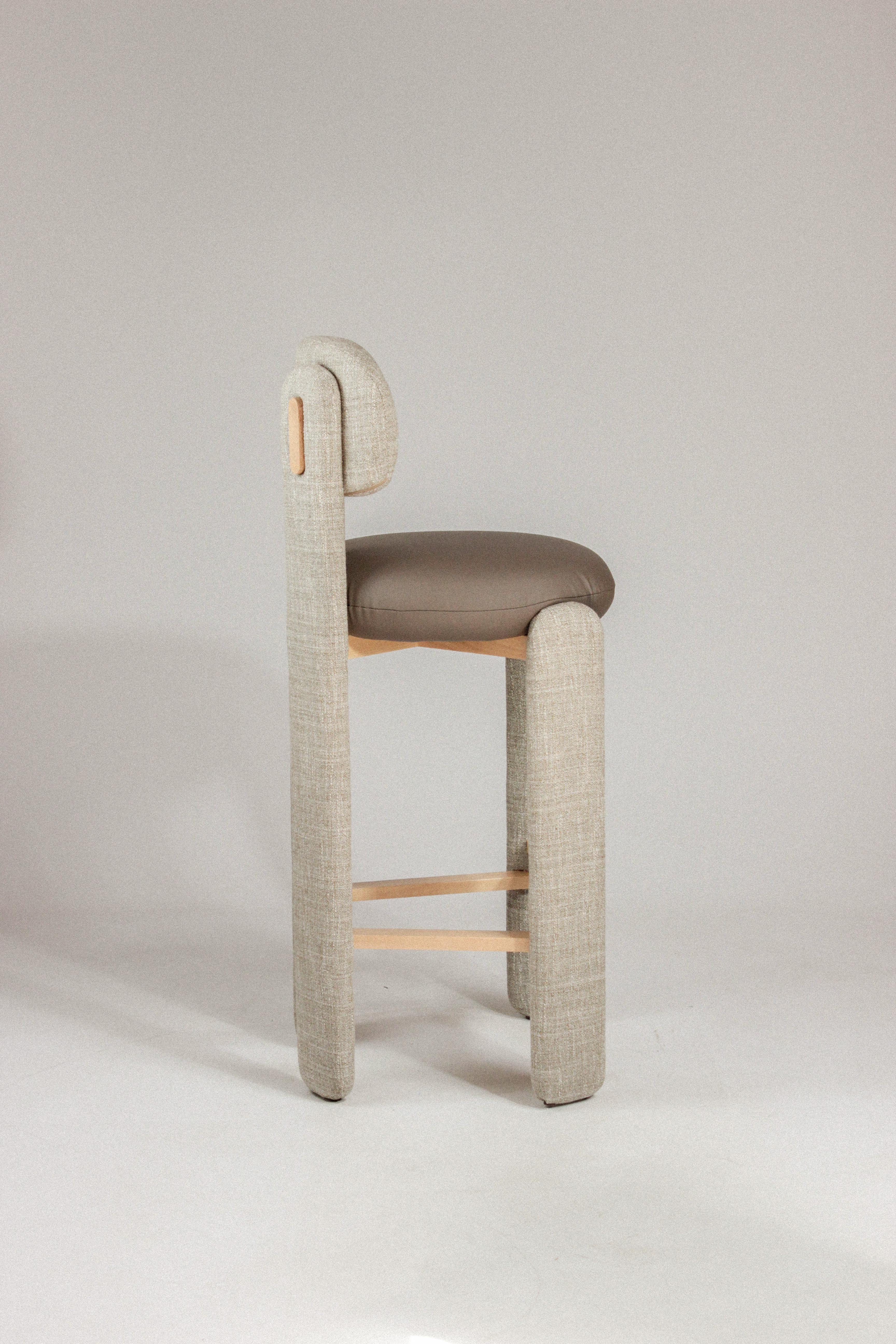 Mambo Unlimited Ideas contemporáneo hecho a mano Choux Silla de bar con asiento marrón Portugués en venta