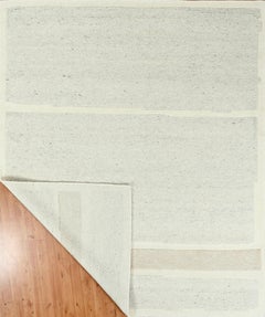 Handmade Contemporary Minimalist Wool Rug in Ivory, Beige & Soft Grey