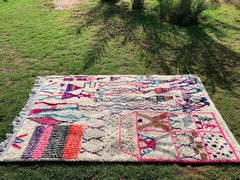 Tapis berbère marocain contemporain ORA fait main 4.9' x 8.5', 2010s - 1G02