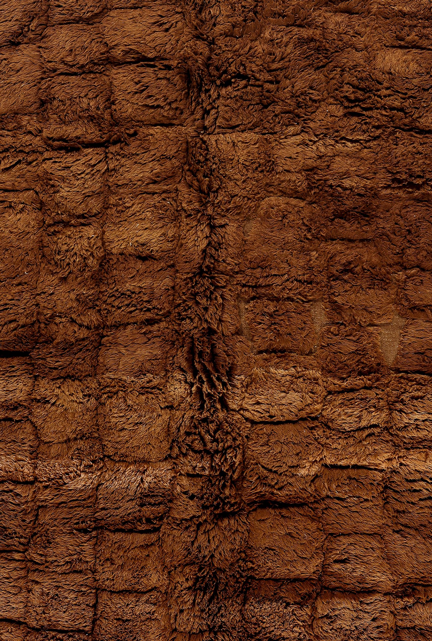 XXIe siècle et contemporain Tapis marocain contemporain fait main en laine marron terreux chaud en vente