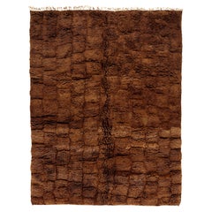 Tapis marocain contemporain fait main en laine marron terreux chaud