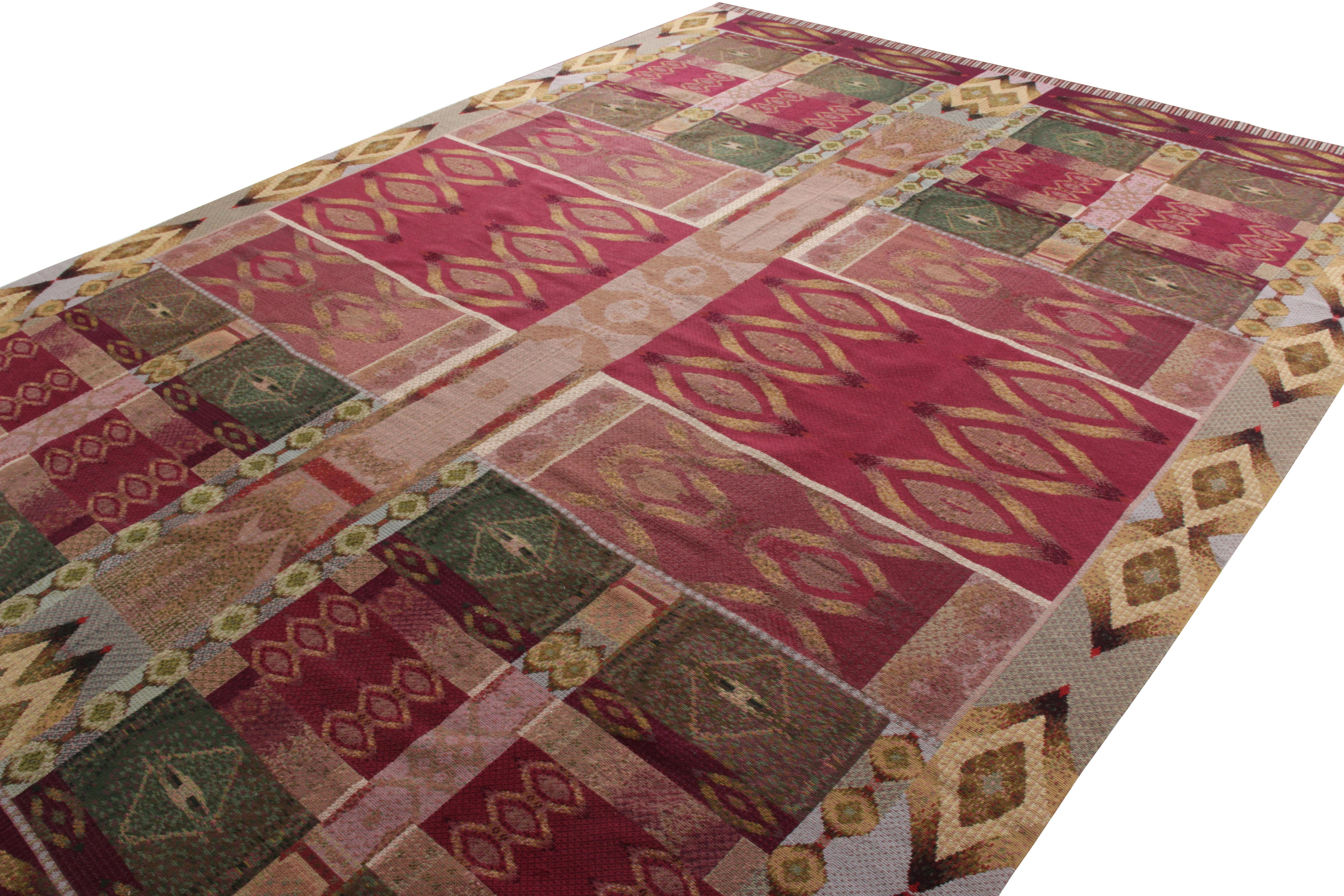 Vintage Van Campen Style Needlepoint, Rot mit geometrischen Mustern von Rug & Kilim (Kelim) im Angebot