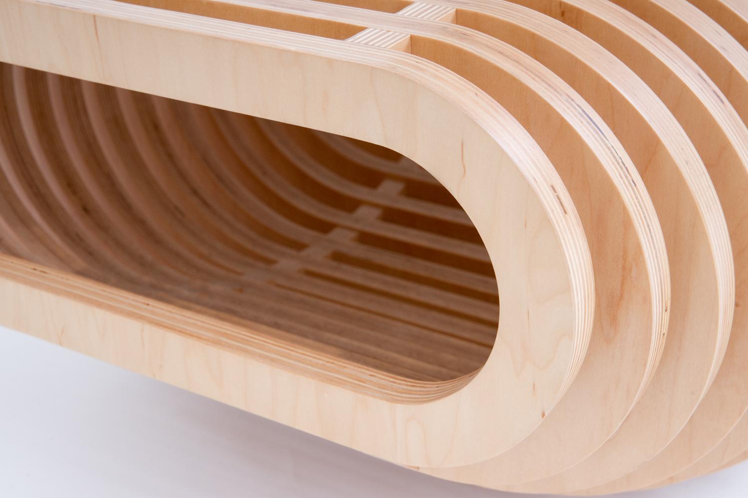 Organic Modern Handmade Contemporary Plywood 'Infinity Bench' For Sale