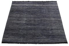 Handmade Contemporary Solid Gabbeh Style Wool Rug In Gray-Charcoal Color