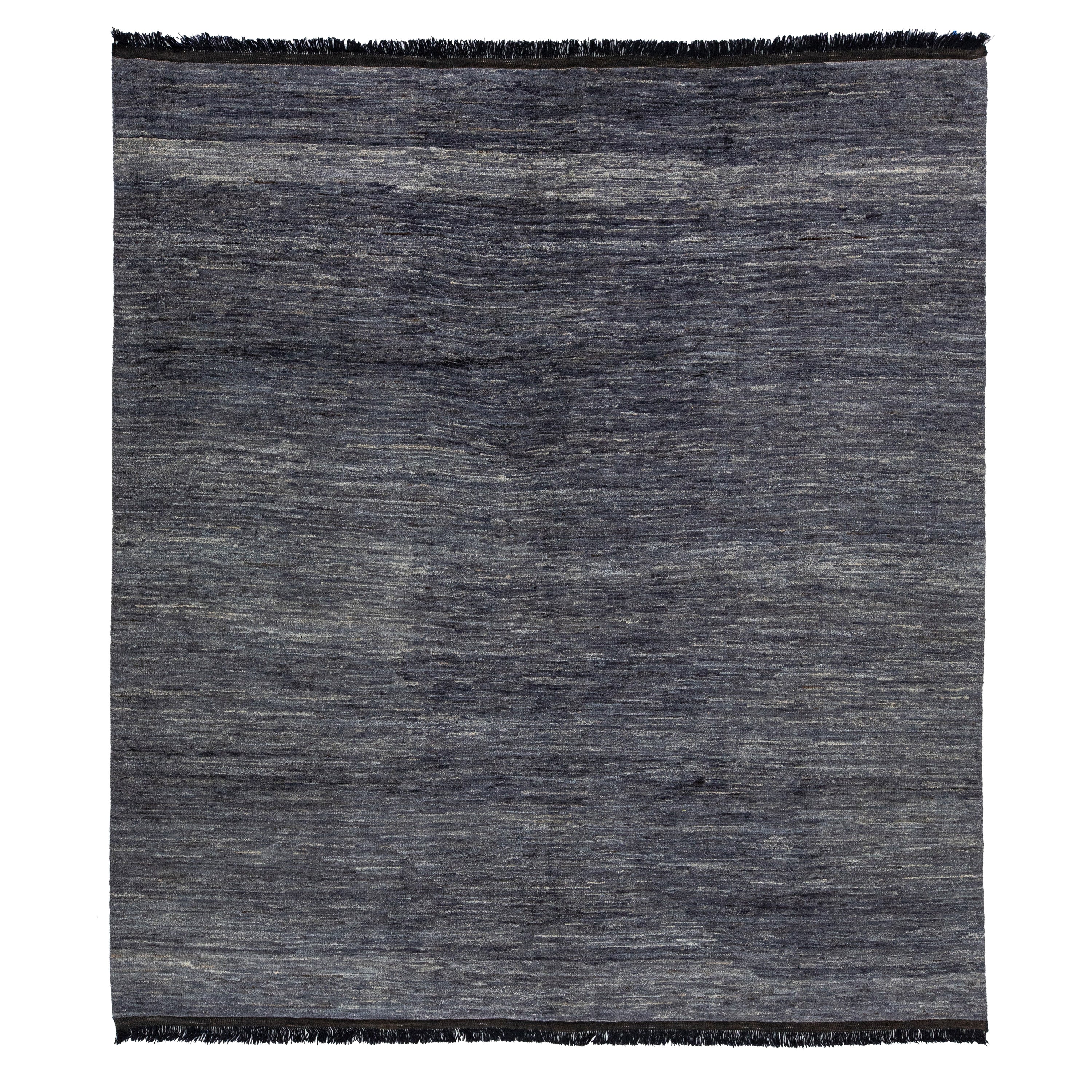 Tappeto di lana in stile Gabbeh massiccio fatto a mano in colore grigio-marrone