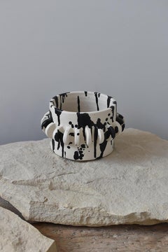 Fioriera Rock in ceramica fatta a mano - Black & White