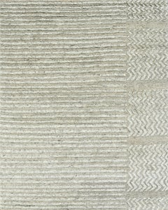 Handmade Contemporary Textured Wool Rug in Natural & Camel Minimal Linear Design
