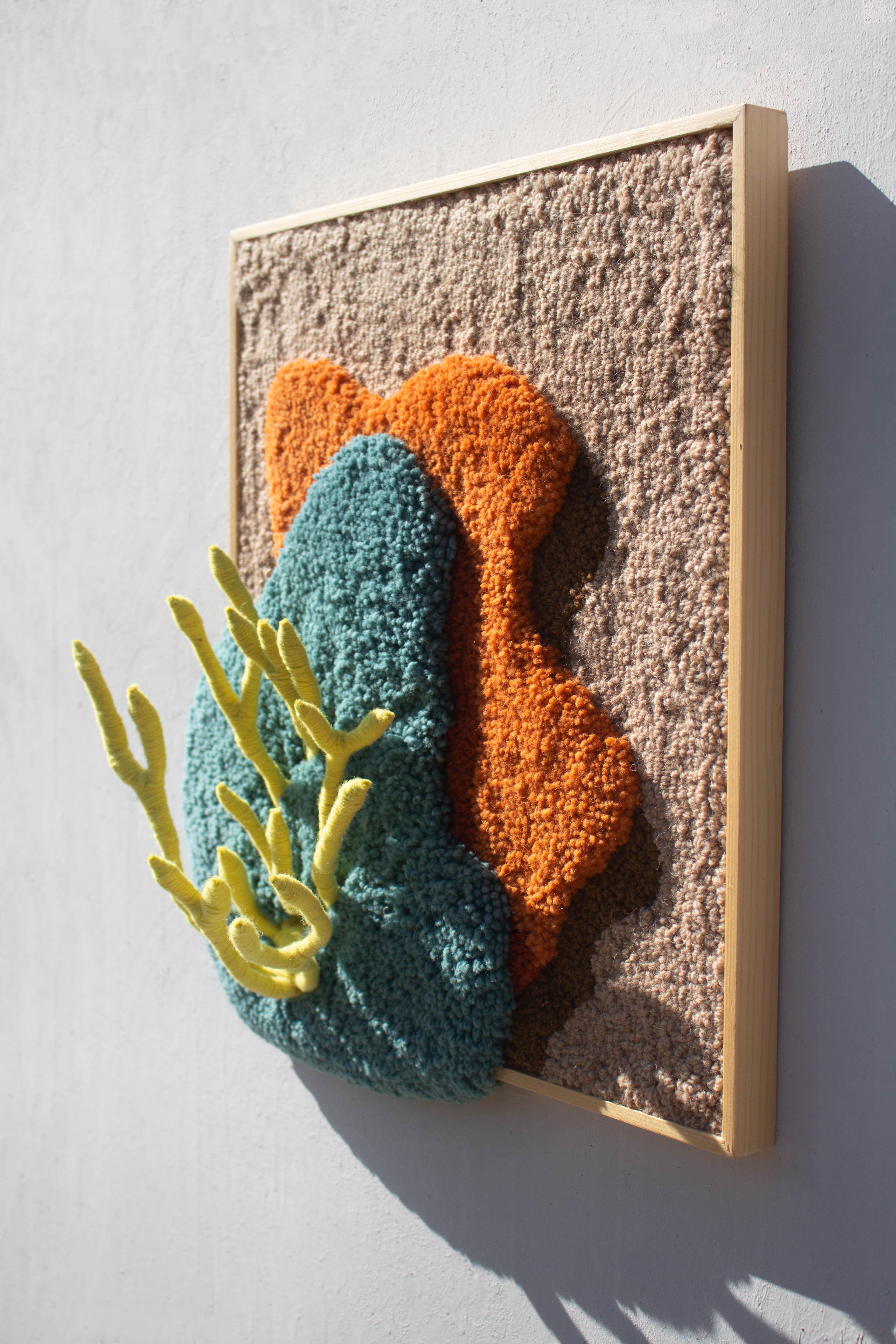 Handgefertigter zeitgenössischer Wandteppich mit Textilskulptur, Faserkunst von OHXOJA im Zustand „Neu“ im Angebot in Almada, PT