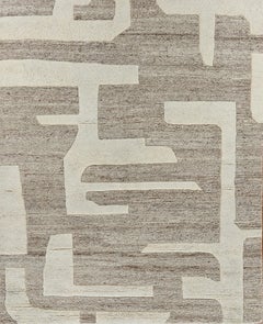 Handmade Contemporary Wool Rug Camel & Ivory with Sculptural Abstract Design
