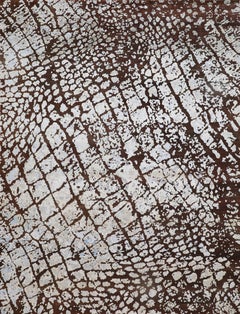 Handmade Contemporary Wool Rug Chocolate Brown & Ivory Organic Abstract Pattern
