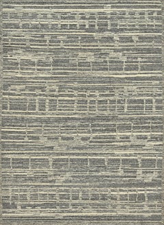 Handmade Contemporary Wool Rug in Charcoal and Pebble Grey with Linear Textured