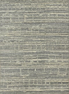 Handmade Contemporary Wool Rug in Charcoal & Ivory with Linear Geometric Texture