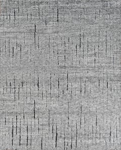 Handmade Contemporary Wool Rug in Grey with Abstract Linear Texture