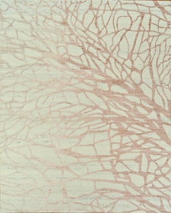Handmade Contemporary Wool Rug in Ivory and Rust with Abstract Organic Pattern