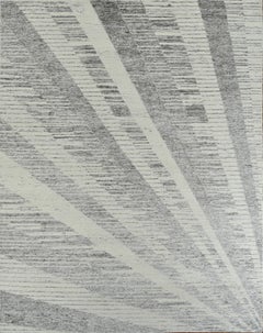 Handmade Contemporary Wool Rug in Ivory and Taupe with Diagonal Abstract Pattern