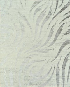 Handmade Contemporary Wool Rug in Ivory and Taupe with Fluid Abstract Pattern