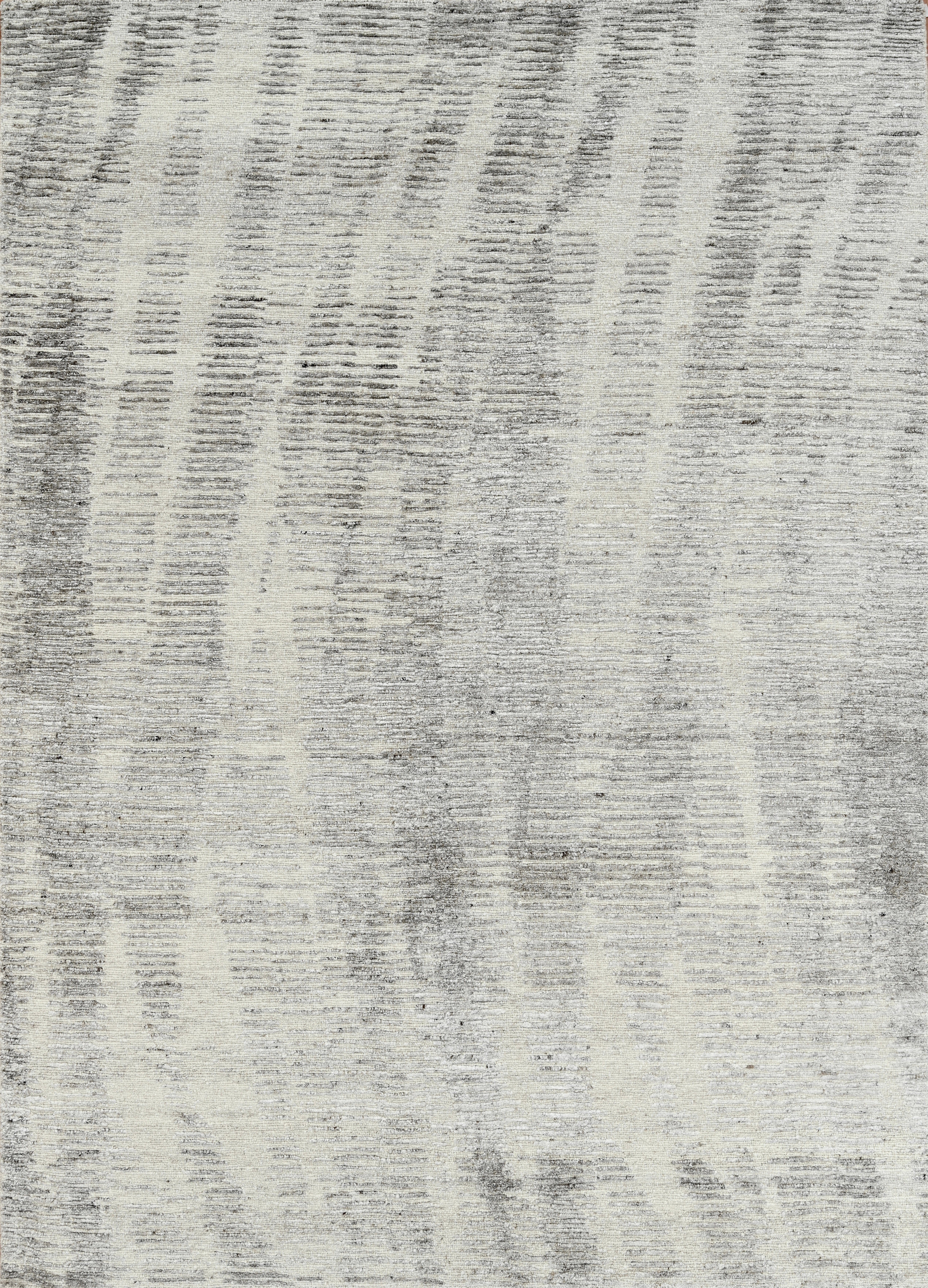 Handmade Contemporary Wool Rug in Ivory and Taupe with Vertical Abstract Texture
