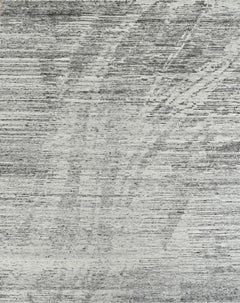 Handmade Contemporary Wool Rug in Ivory & Charcoal, Distressed Abstract Texture