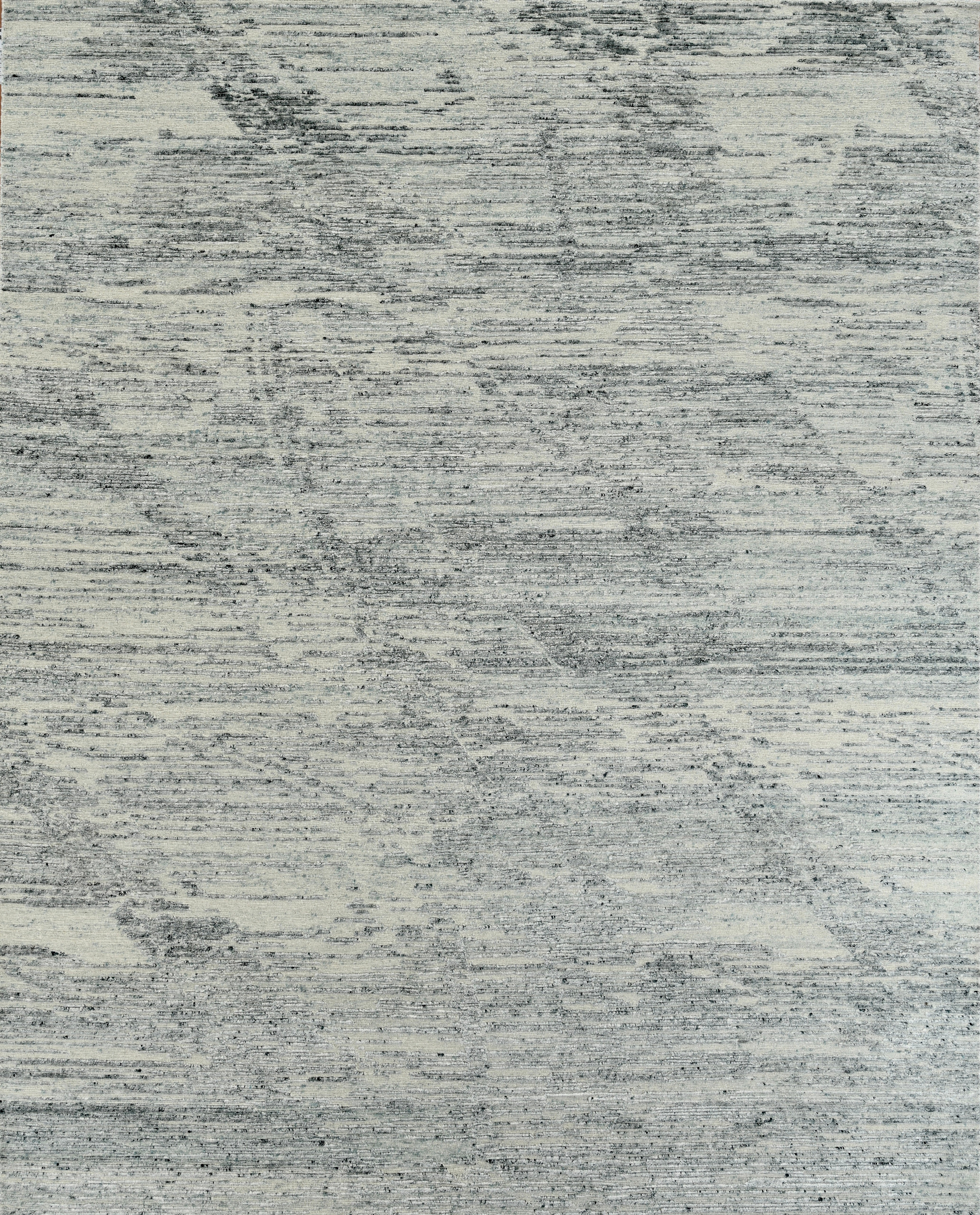 Handmade Contemporary Wool Rug in Ivory & Teal Blue with Subtle Abstract Pattern
