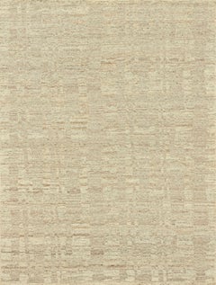 Handmade Contemporary Wool Rug in Sand Linen Beige with Subtle Textured Pattern