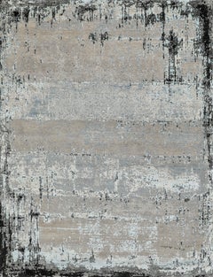 Handmade Contemporary Wool Rug in Soft Grey and Beige with Subtle Blue Undertone