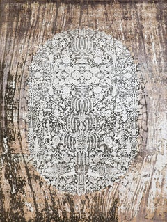 Handmade Contemporary Wool Rug with Intricate Medallion Design Brown and Ivory
