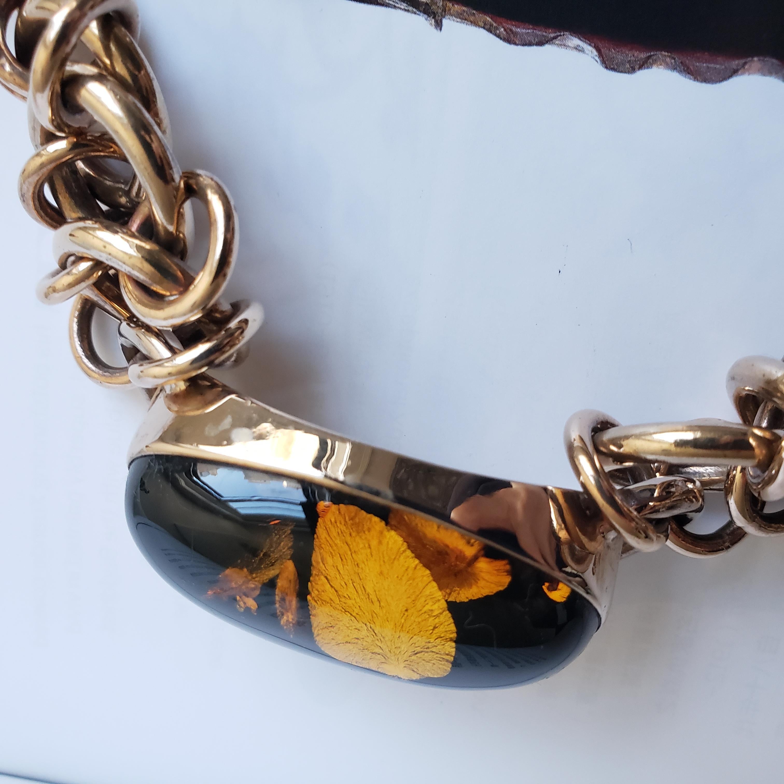 Artisan Handmade Copper & Amber Chain Bangle, Organic resonance meets structural grace For Sale