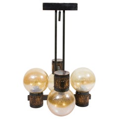 Handmade Copper Chandelier with Glass Bulbs, 1970s