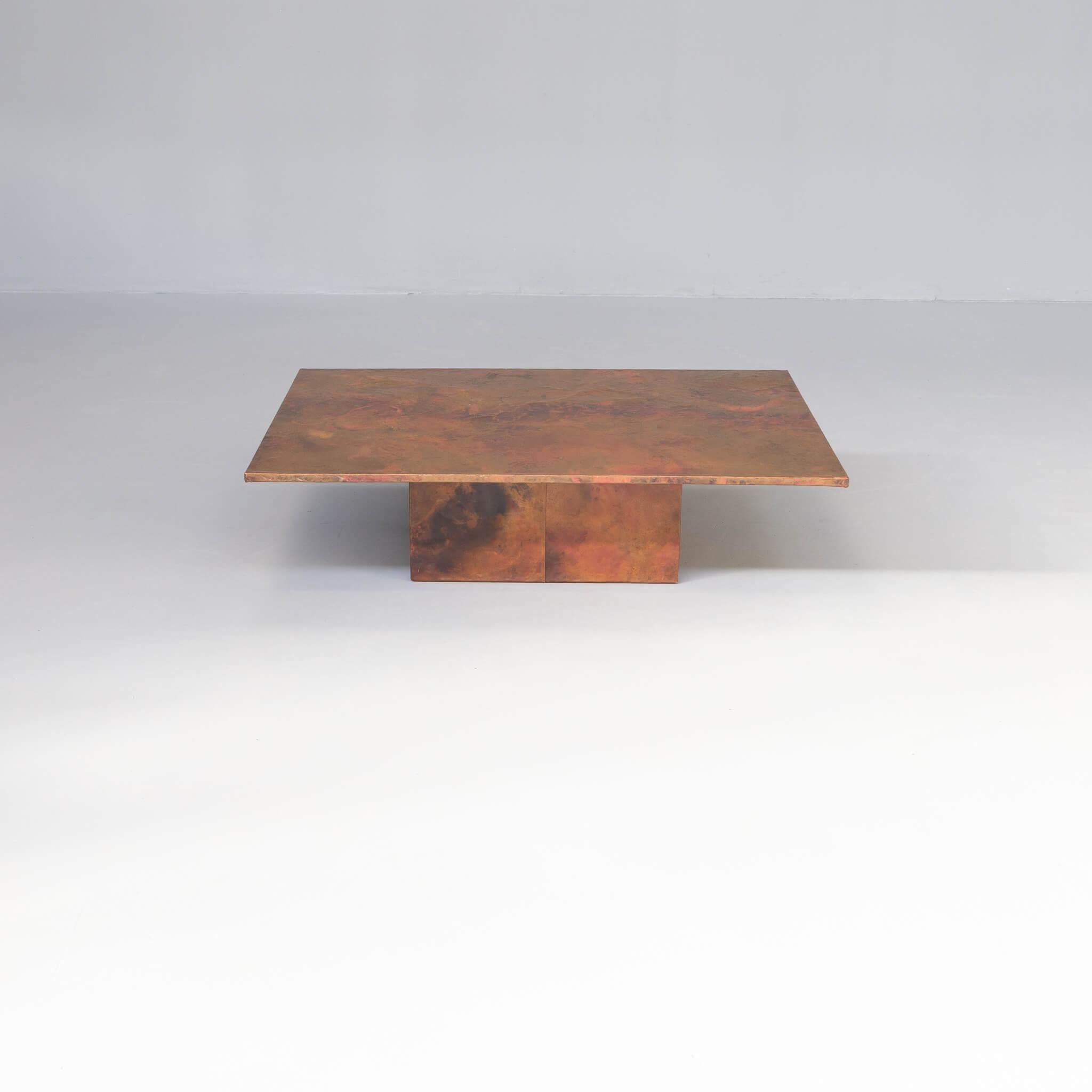 One copper etched beautiful coffee table. Unique and rare and handmade. Real piece of functional art from the 1970s. Table is stable and firm in good condition consistent with age and use.