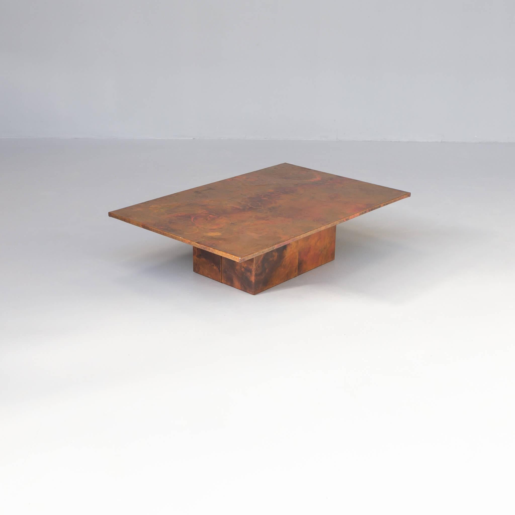Mid-Century Modern Handmade Copper Etched Coffee Table