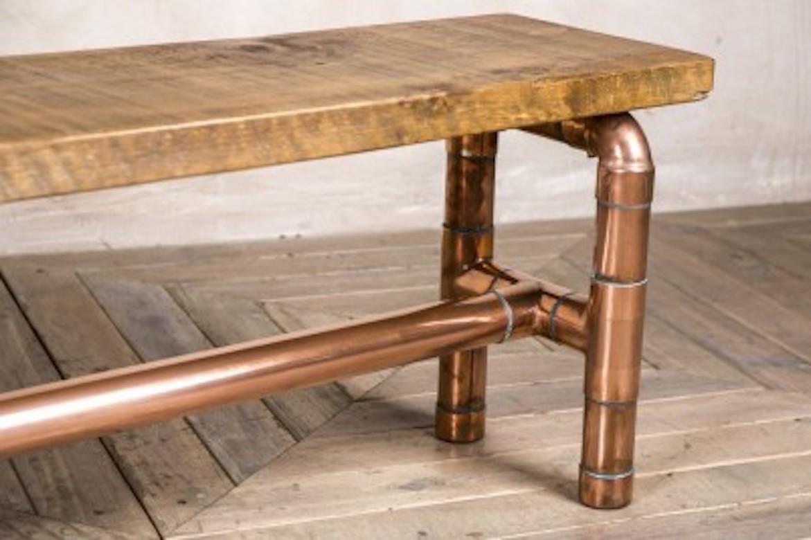 Handmade Copper Pipework Bench, 20th Century In Excellent Condition For Sale In London, GB