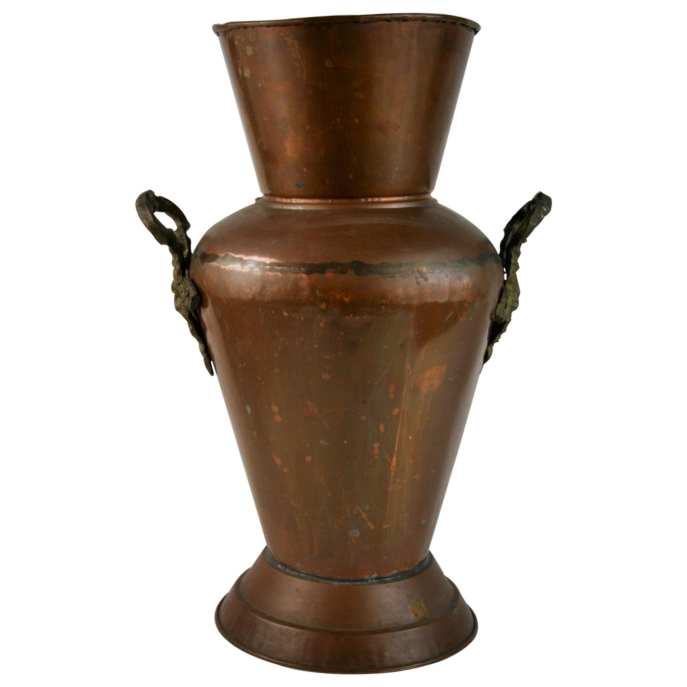 Handmade Garden Copper Vase with Brass Handles/Umbrella stand