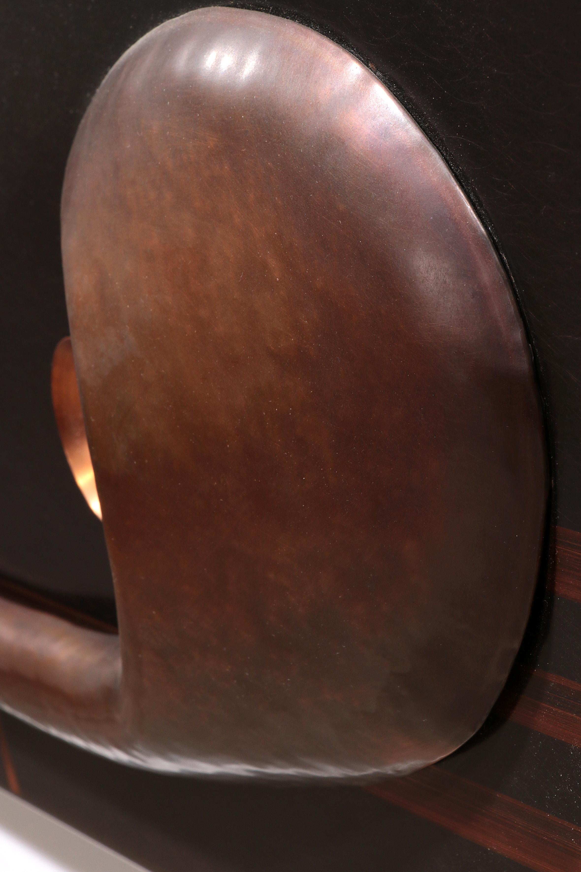 Handmade Copper Wall Artwork with Enamel Details - Music Line Design For Sale 5