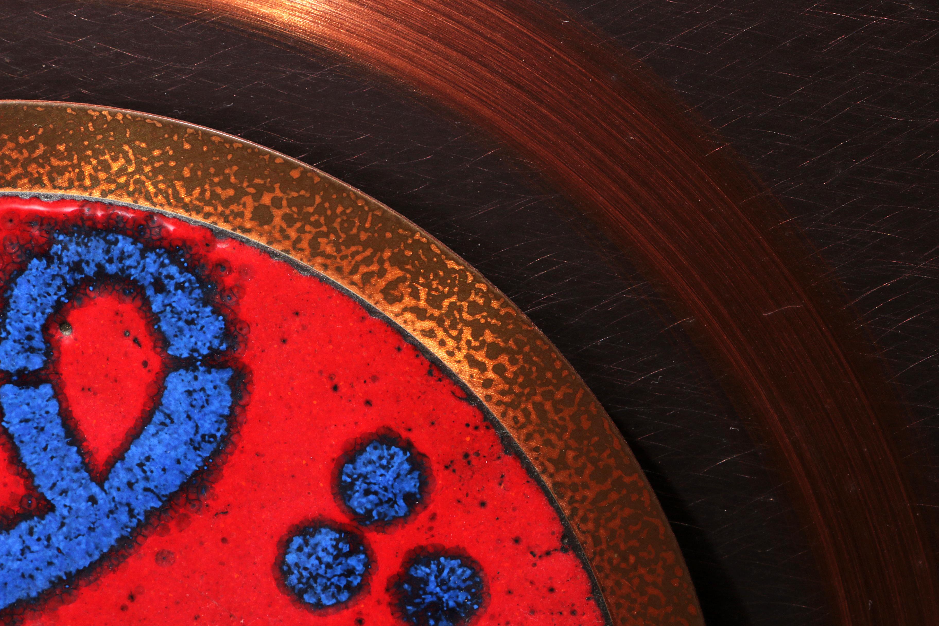 Handmade Copper Wall Artwork with Enamel Details - Music Line Design For Sale 6