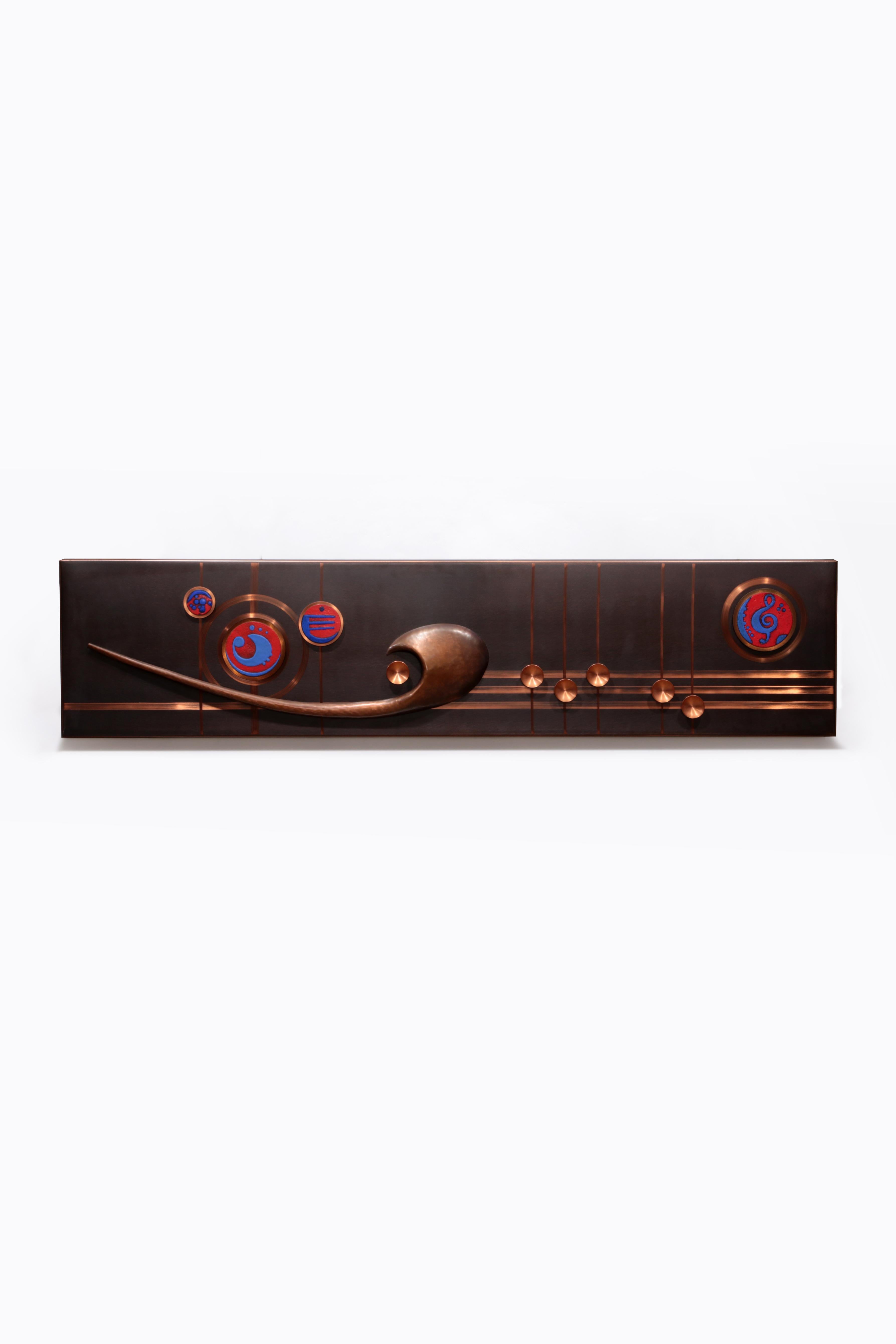 Handmade Copper Wall Artwork with Enamel Details - Music Line Design

This unique handmade copper wall art is a beautiful addition to any interior. The artwork, made in the 1970s, is made of high-quality copper and decorated with refined enamel