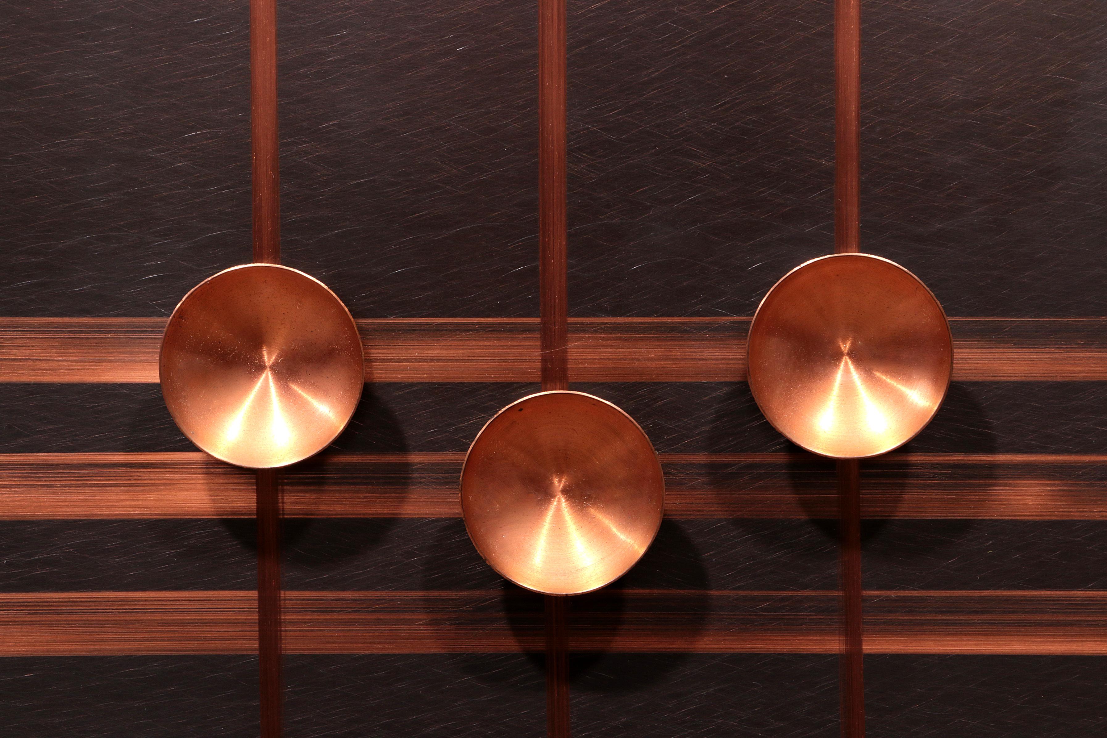 Handmade Copper Wall Artwork with Enamel Details - Music Line Design For Sale 1