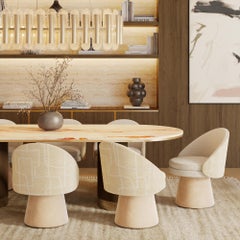 Handmade Coralie Dining Table in Aegean Rose Marble by Nolita Harbour