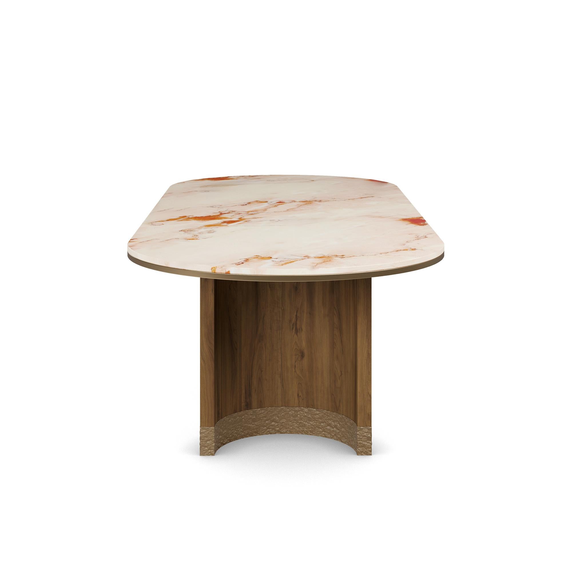 Mesa de comedor Coralie de mármol rosa egeo hecha a mano por Nolita Harbour en Nuevo estado para la venta en Carvalhosa, PT