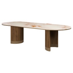 Handmade Coralie Dining Table in Aegean Rose Marble by Nolita Harbour