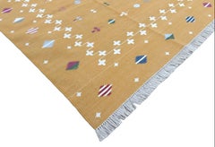 Handmade Cotton Area Flat Weave Rug, 10x14 Mustard Indian Shooting Star Dhurrie